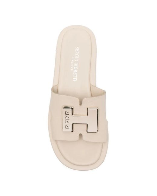 SERGIO MORETTI FIRENZE White Logo-Plaque Platform Slippers