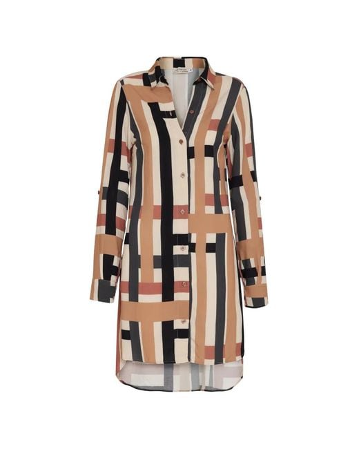 Amir Slama White Striped Button Dress