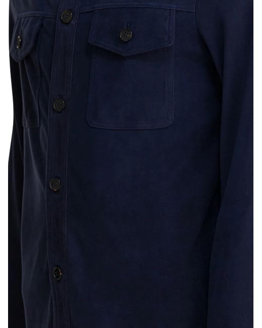 Altum Blue Flap-Pocket Suede Jacket for men