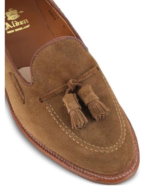 Alden Brown Tassel Suede Loafers for men
