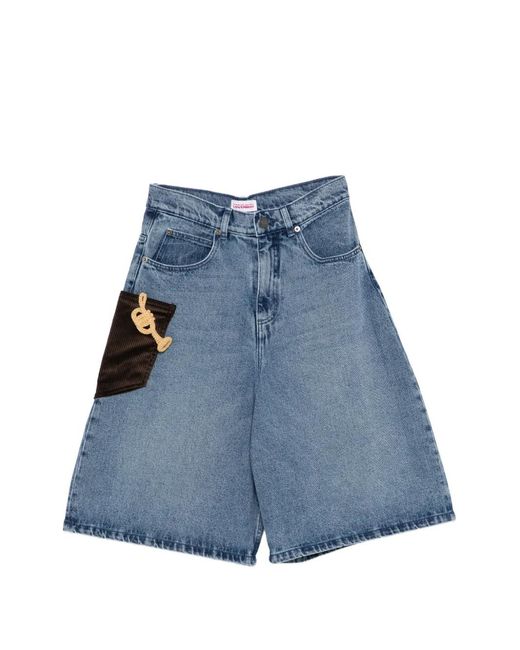 Charles Jeffrey Blue Trumpet-Motif Shorts