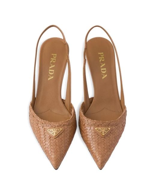 Prada Brown Leather Slingback Pumps
