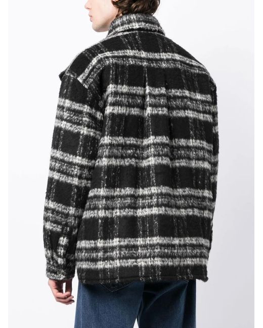 Y. Project Black Textured Stripe-Pattern Shirt Jacket for men