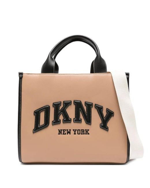 DKNY Natural Medium Hadlee Logo-Embroidered Tote Bag