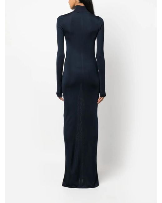 Saint Laurent Blue Knit Long Dress