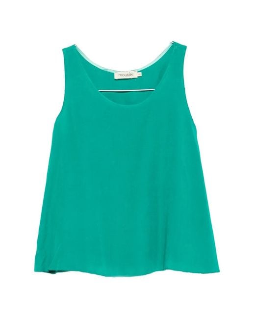 MOUTAKI Green Scoop-Neck Sleeveless Blouse