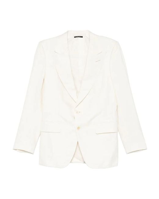 Tom Ford White Side-Strap Single-Breasted Suit for men