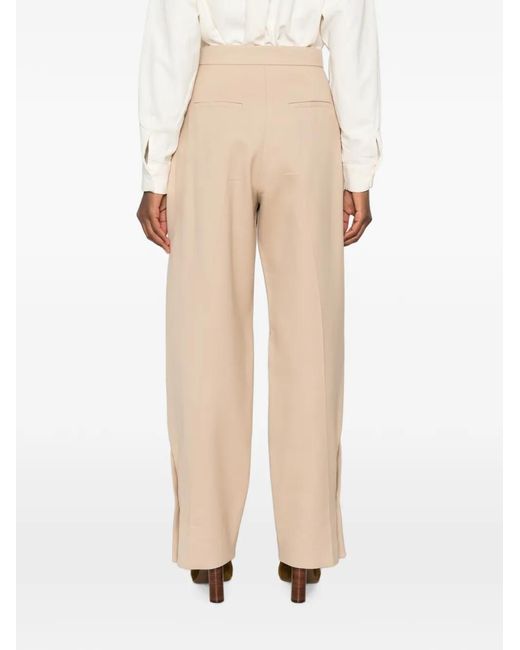 Sportmax White Pleated Wide-Leg Tailored Trousers