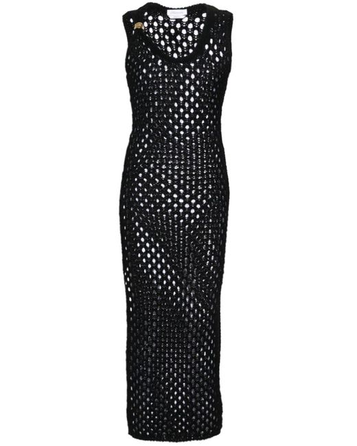 Blumarine Black Crochet Cotton Long Dress