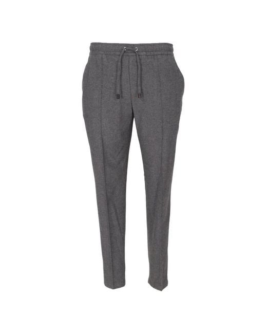 Isaia Gray Drawstring-Waist Track Pants for men