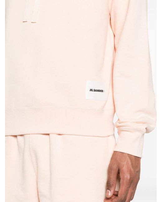 Jil Sander Pink Orange Logo-patch Cotton Hoodie - Men's - Sustainable Cotton for men