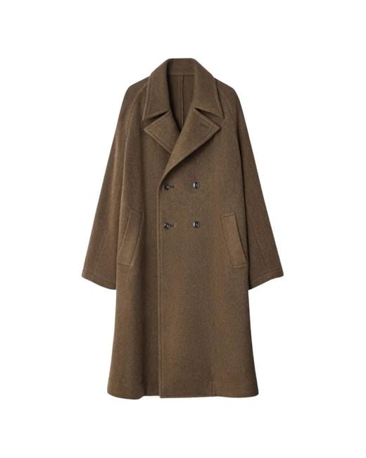 Lemaire Brown Double-Breasted Oversized Coat for men