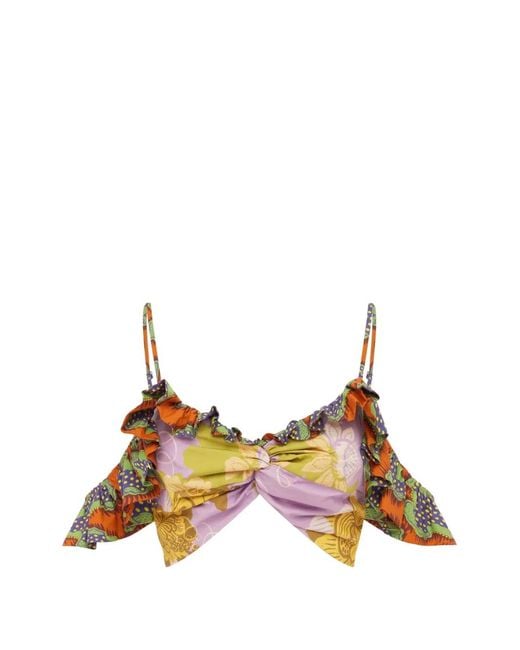 ALÉMAIS Orange Arnie Ruffled Top