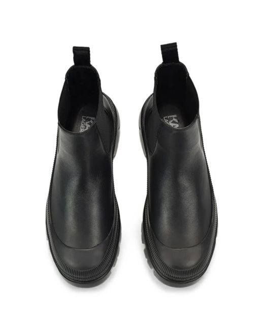 Karl Lagerfeld Black Logo-Print Ankle Boots for men
