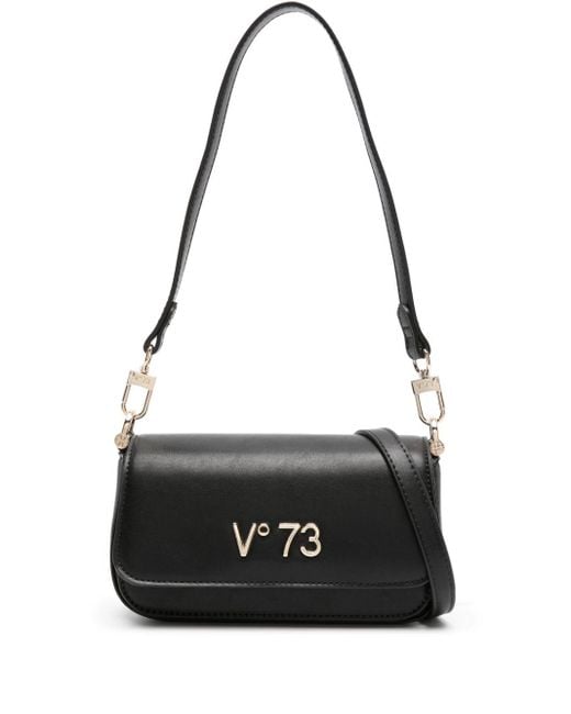 V73 Black Bamboo Logo-lettering Shoulder Bag