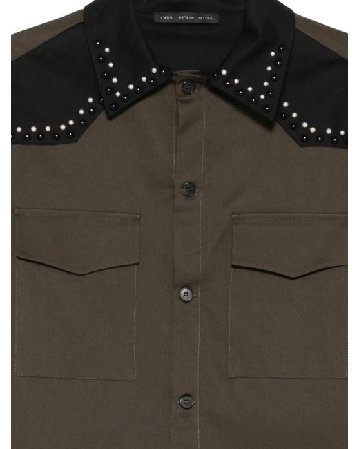 Low Brand Green Studded Collar Jacket for men