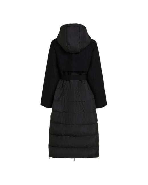 Karl Lagerfeld Black Belted Long Puffer Jacket