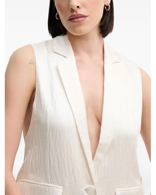 Pedro Del Hierro Madrid White Textured Sleeveless Waistcoat