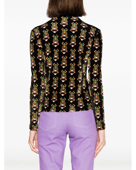 LaDoubleJ Black Printed Rollneck Top