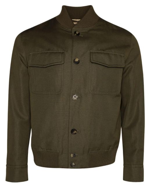 Loro Piana Green Kiku Cotton Shirt Jacket for men