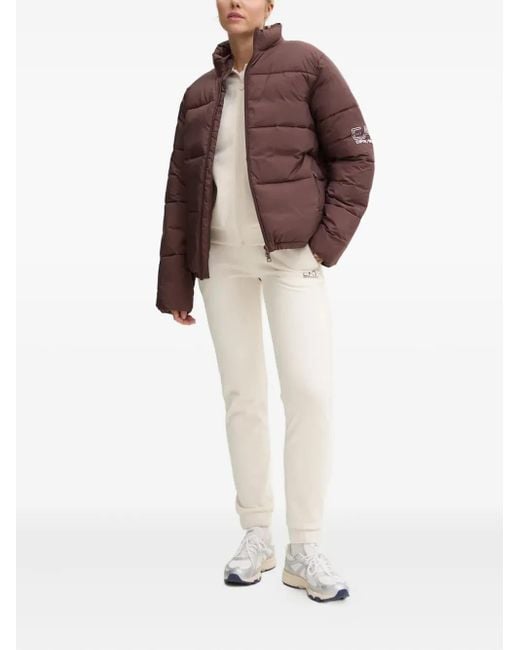 EA7 Brown Zip-Up Puffer Jacket