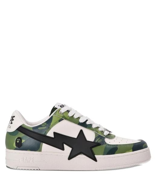 A Bathing Ape Green Camouflage Star Sneakers for men