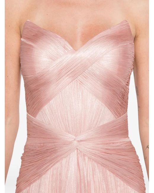 IRIS SERBAN Pink Mikael Feather-Trim Maxi Dress