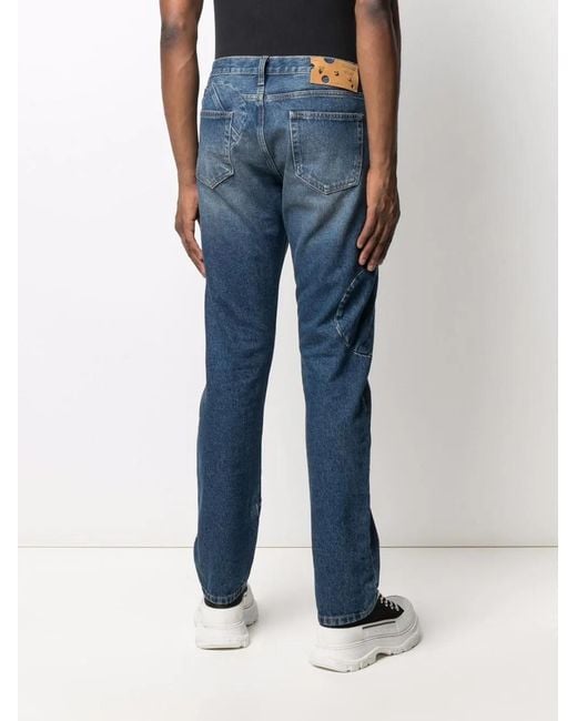 Off-White c/o Virgil Abloh Blue Logo-Print Slim-Fit Jeans for men
