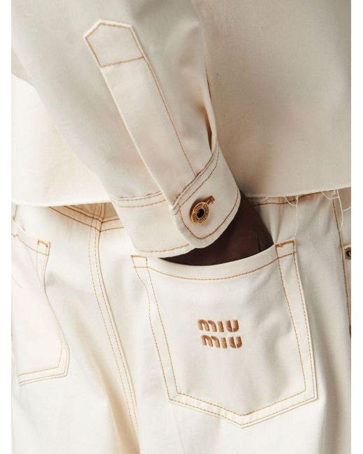 Miu Miu Natural Paperbag-waist Wide-leg Jeans