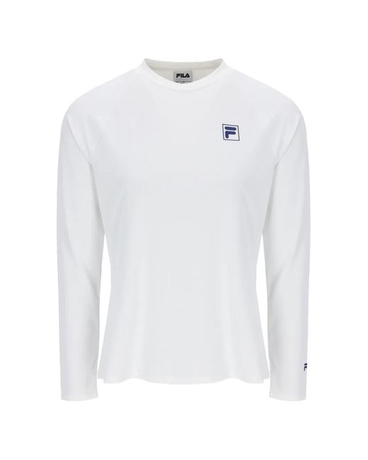 Fila White Logo-Patch Raglan-Sleeve T-Shirt