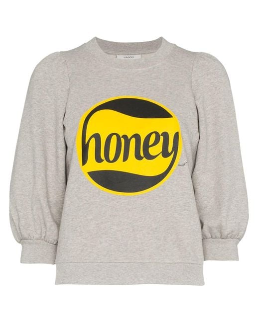 besteden Koloniaal ader Ganni Lott Isloi Honey Sweatshirt in het Grijs | Lyst NL