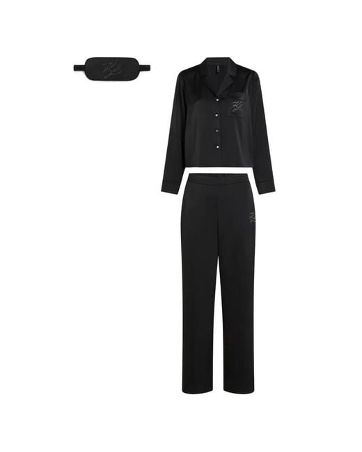 Karl Lagerfeld Black Autograph Rhinestone Pajama Set