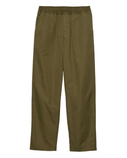 Prada Green Triangle-Appliqué Slim-Fit Cotton Trousers for men
