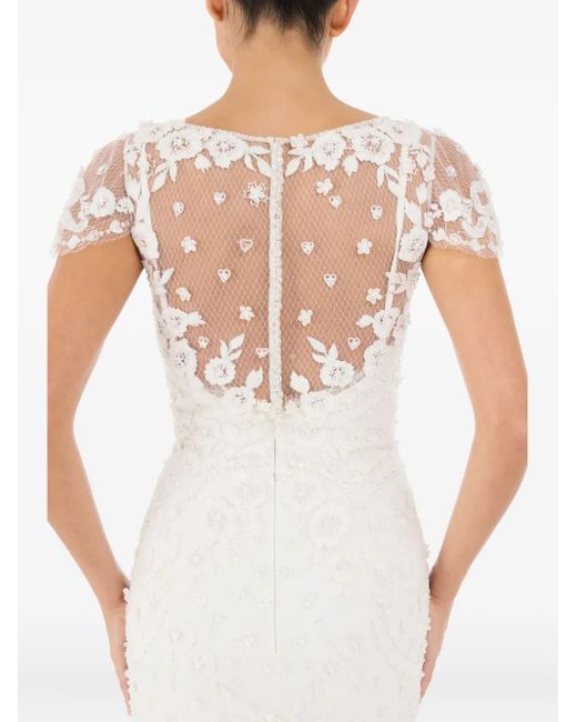 Jenny Packham White Sweet Juliet Floral-Lace Maxi Dress