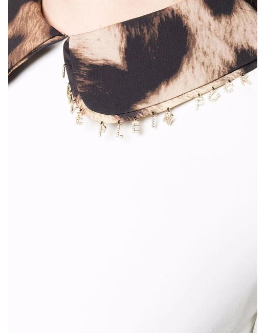 Philipp Plein White Leopard-Collar Dress