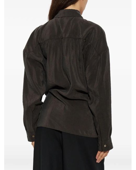 Lemaire Black Wrap-Style Long-Sleeve Shirt