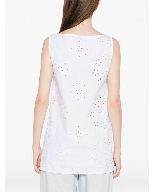Herno White Eyelet Square-Neck Top