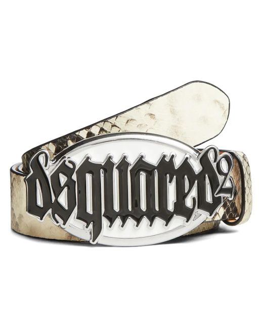 DSquared² ロゴバックル レザーベルト White