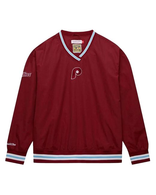 メンズ Mitchell & Ness Mlb Vintage Logo "phillies" Pullover ジャージ Red