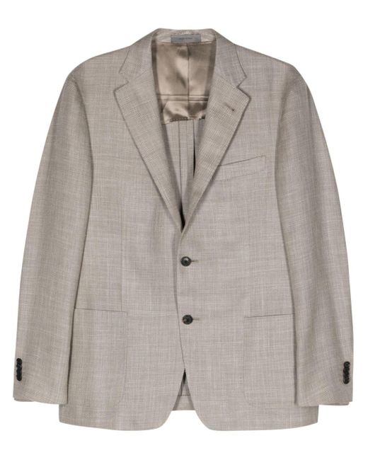 Corneliani Gray Single-breasted Wool-blend Blazer for men