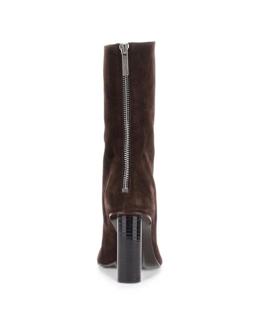 Paris Texas Brown Alice Croc-Effect Block-Heel Ankle Boots