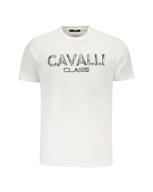 Roberto Cavalli White Logo-Print T-Shirt for men