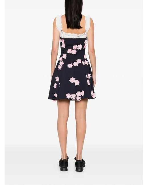 Stine Goya Black Ruffled Floral Mini Dress