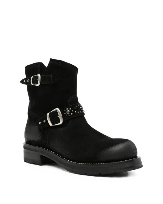 Second/Layer Black Rider Buckled Boots for men