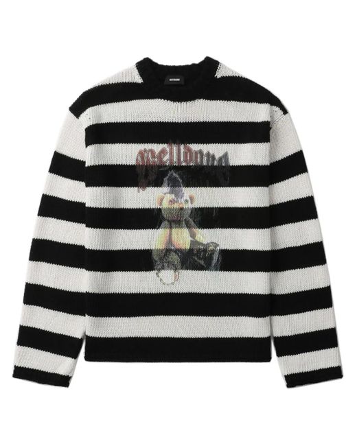 we11done Gestreifter Punk Teddy Pullover in Black für Herren