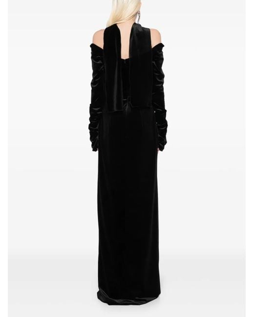 Saiid Kobeisy Black Velvet Long Fitted Dress