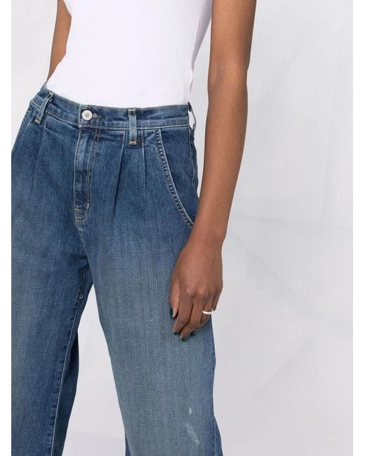 Nili Lotan Blue Wide-Leg Bleach-Effect Denim Jeans