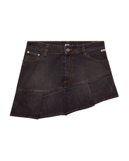 Gcds Black Denim Mini Skirt