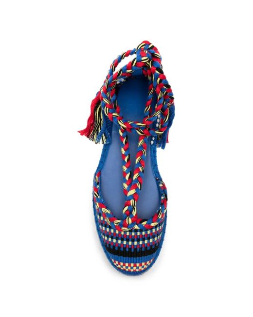 Amambaih Blue Rosa Braided Ballet Flats