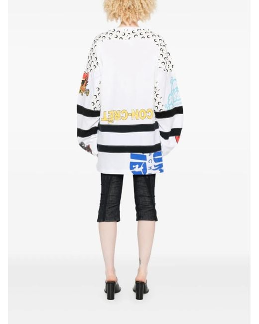 MARINE SERRE White Regenerated Graphic-Print Hockey Jersey